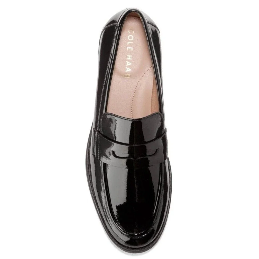 New Womens Cole Haan Black Patent Haverhill Penny Loafers Shoes Size 7B